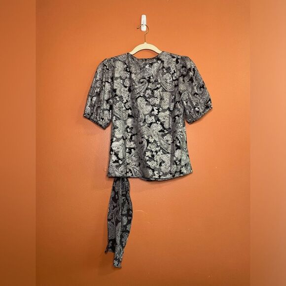 NWT Michael Kors Foil Paisley Wrap Top Womens Size S - Picture 5 of 6